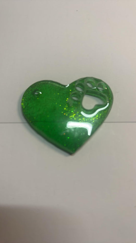 Resin Heart with Paw Print
