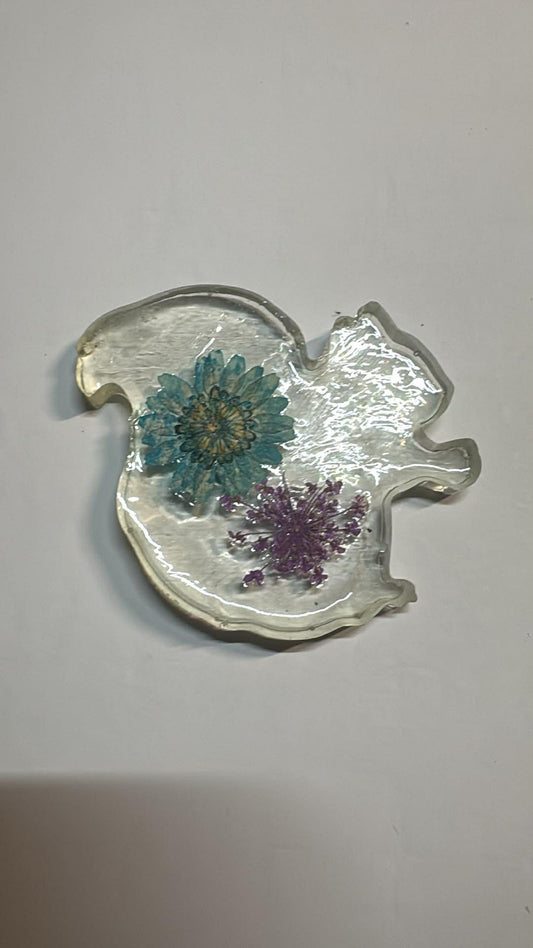 Resin Squirrel with Floral Design
