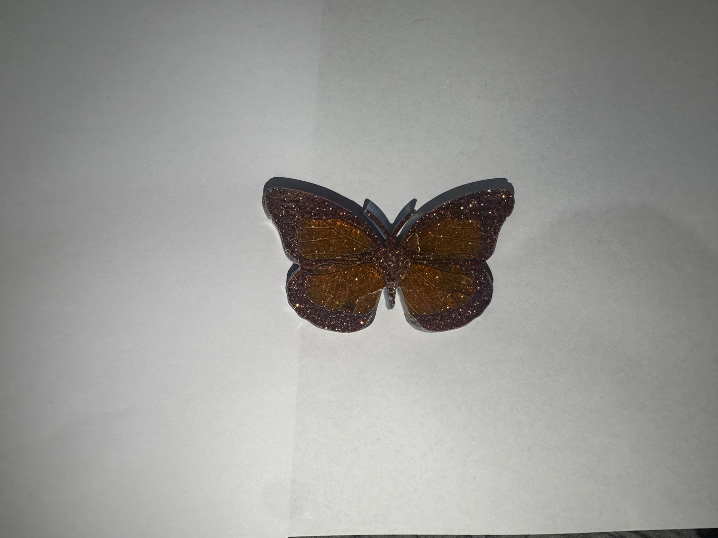 Mini Golden Ember Butterfly – Handmade Resin Art