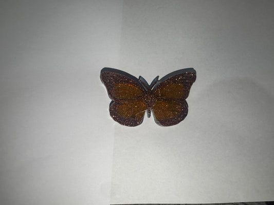 Mini Golden Ember Butterfly – Handmade Resin Art